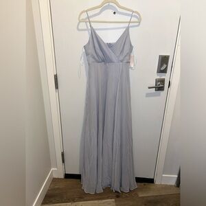 birdy grey kaia chiffon dress in icy blue, size M